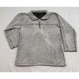 Cool Attitude, Unisex Size Large White/Gray Fleece Long Sleeve Pull Over Quarter